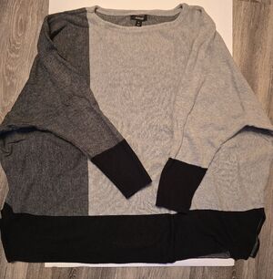Women's Alfani Sweater Block Pattern Gray / Black XL Roomy